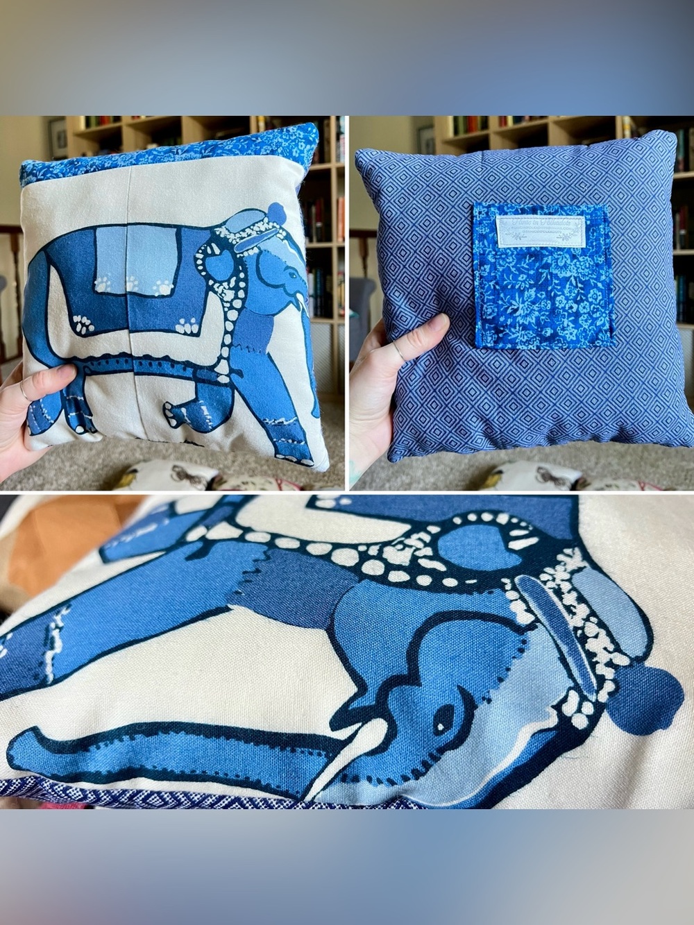 Tooth Fairy Pillow - Designer Fabrics Blue Elephant